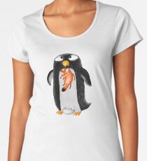 Penguin Captures Fox To Save Egg Women's Premium T-Shirt