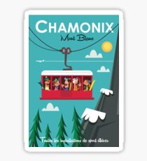 Chamonix Mont blanc ski poster Sticker