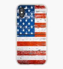 Primitive Barn Wood Grain grunge USA American Flag iPhone Case