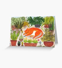 Katze im Gewächshaus Greeting Card