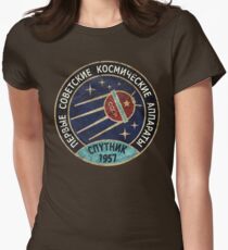 Vintage Blue Abzeichen Спутник V01 Tailliertes T-Shirt für Frauen