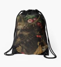 Four Seasons in One Head by Giuseppe Arcimboldo Drawstring Bag