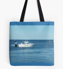 A large boat on its way out to sea for some fishing- Werribee Sth. Tote Bag