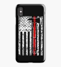 Thin Red Line Firefighter Men's US Flag Shirt iPhone Case