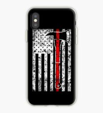 Thin Red Line Firefighter Men's US Flag Shirt iPhone Case