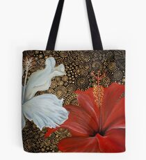 Red and White Hibiscus Tote Bag