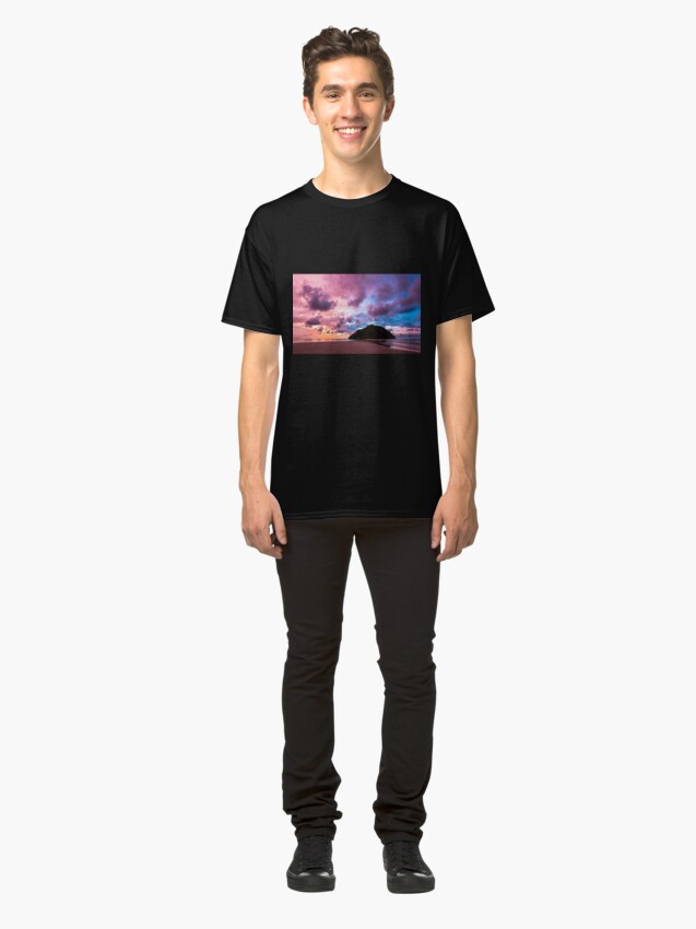 Alternate view of Tropical island and paradise beach at sunset Classic T-Shirt