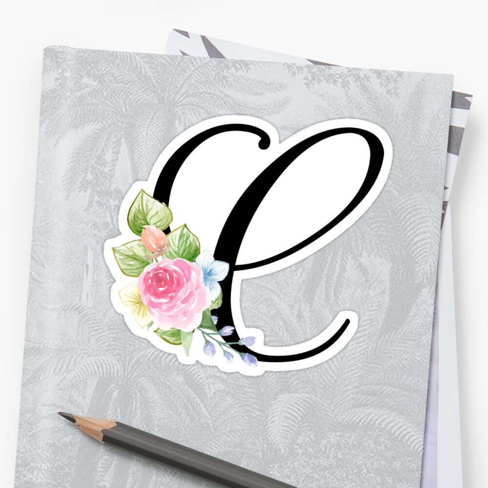 Download "Floral Monogram Fancy Script Letter C" Sticker by ...