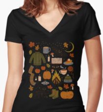 Autumn Nights Women's Fitted V-Neck T-Shirt