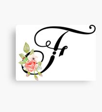 Floral Monogram Fancy Script Letter F Canvas Print