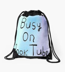 Busy On BookTube Blue Drawstring Bag