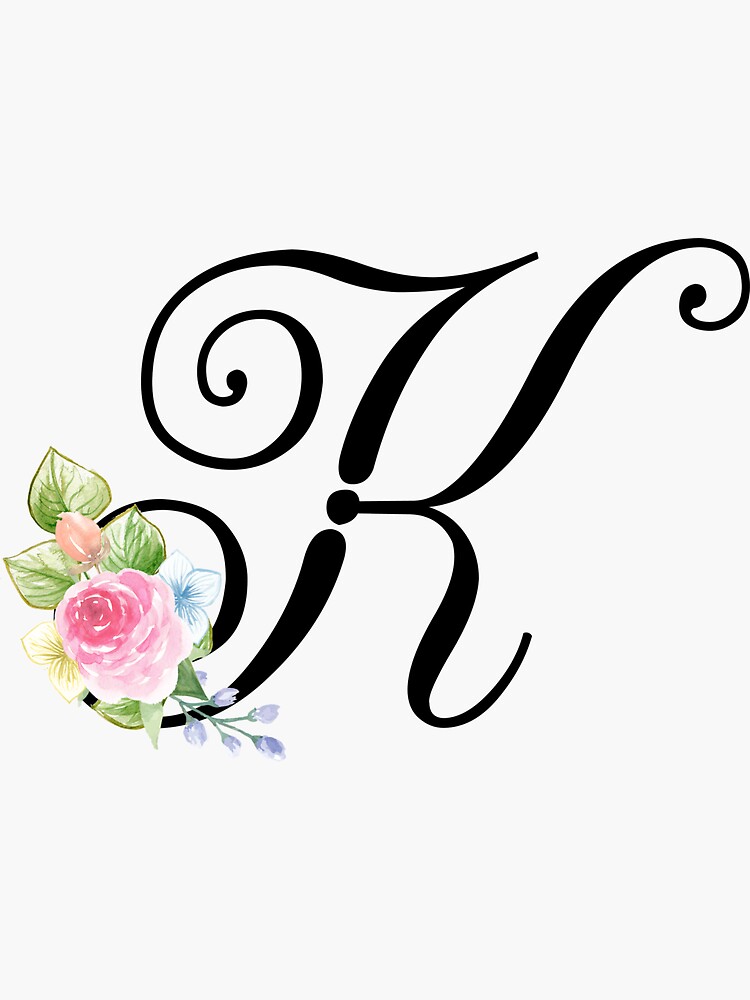 floral-monogram-fancy-script-letter-k-sticker-by-grafixmom-redbubble