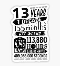 Funny 13th Birthday 13 Year Old Teen Sign Gag Gift Sticker