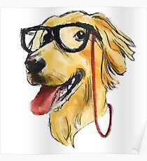 Golden Retriever Cartoon Drawing Posters | Redbubble