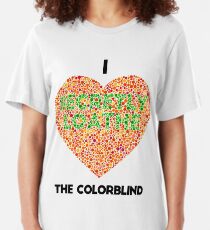 Ishihara Colorblind Test: I Heart the Colorblind (US spelling) Slim Fit T-Shirt
