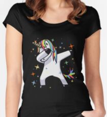 Dabbing Unicorn - Dance, Rainbows, Magic, Stars, Fluffy Fun! Women's Fitted Scoop T-Shirt