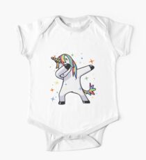Tupfendes Einhorn - Tanz, Regenbogen, Magie, Sterne, flaumiger Spaß! Baby Body Kurzarm