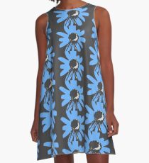 Retro pretty daisy blue black RMPD01 A-Line Dress