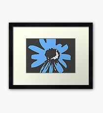 Retro pretty daisy blue black RMPD01 Framed Print