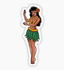 American Traditional Hula Girl Sticker