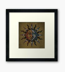 Lámina enmarcada Vintage Celestial mosaic Sun & Moon