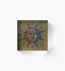 Vintage Celestial mosaic Sun & Moon Acrylblock