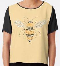 Honey Bee Word Cloud with Wings Chiffon Top