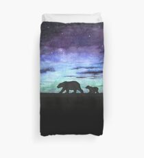 Aurora borealis und Eisbären (dunkle Version) Bettbezug