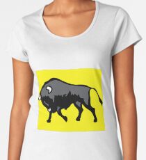 Bison with yellow background Women's Premium T-Shirt