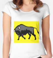 Bison with yellow background Women's Fitted Scoop T-Shirt