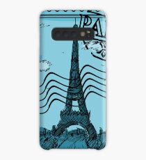 Paris Stamp - Blue Case/Skin for Samsung Galaxy