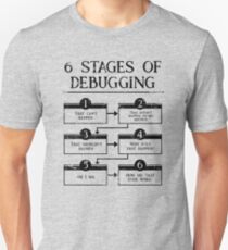 6 Stages Of Debugging Computer Programming Coding Slim Fit T-Shirt
