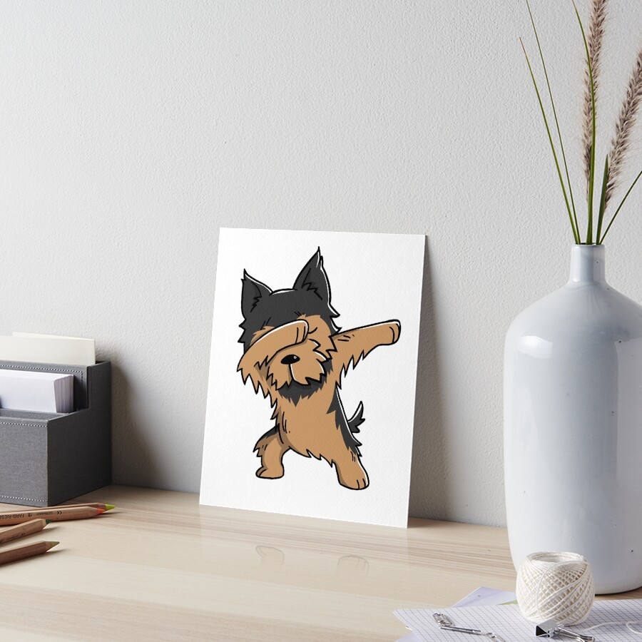 Dabbing Yorkshire Terrier Funny Yorkie Art Board Print