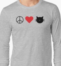 Peace Love Cats Graphic Design Long Sleeve T-Shirt