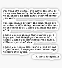 Pegatina Por lo que vale la pena - F Scott Fitzgerald cita