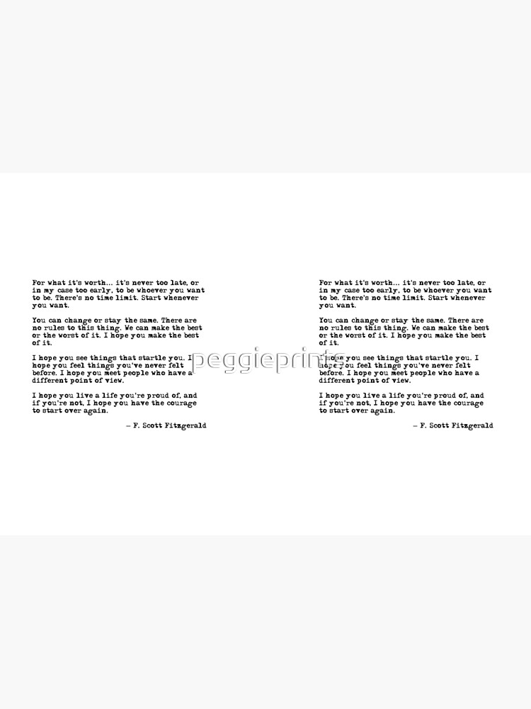For what it's worth - F Scott Fitzgerald quote by peggieprints