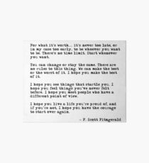 For what it's worth - F Scott Fitzgerald quote Art Board Print