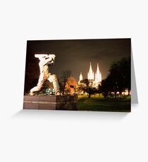 The Don! Statue at the entrance of Adelaide cricket grounds. Greeting Card