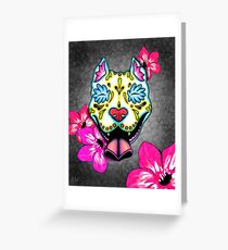 Slobbering Pit Bull - Day of the Dead Sugar Skull Pitbull Dog Greeting Card