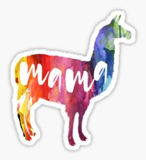 Pegatina Mama Llama, Acuarela, Acuarela