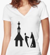 church man horse Women's Fitted V-Neck T-Shirt