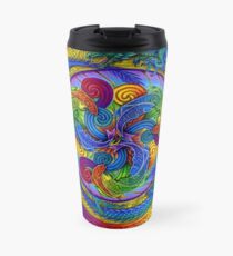 Taza de viaje Dragones Psicodélicos Mandala Arco Iris
