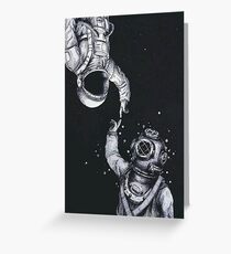 Astronaut und Taucher Grußkarte