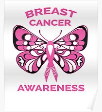Breast Cancer Awareness Butterfly Pink Ribbon Poster