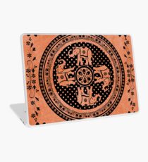 Indian Elephant Floral Bohemian Hippie Design On Orange Laptop Skin