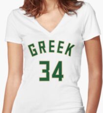 Greek Jersey Script 1 Women's Fitted V-Neck T-Shirt