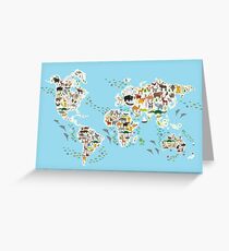 animal world map Greeting Card
