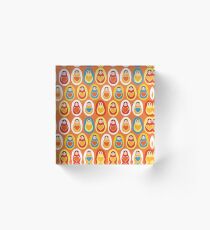 Russian dolls matryoshka orange blue red yellow Acrylic Block
