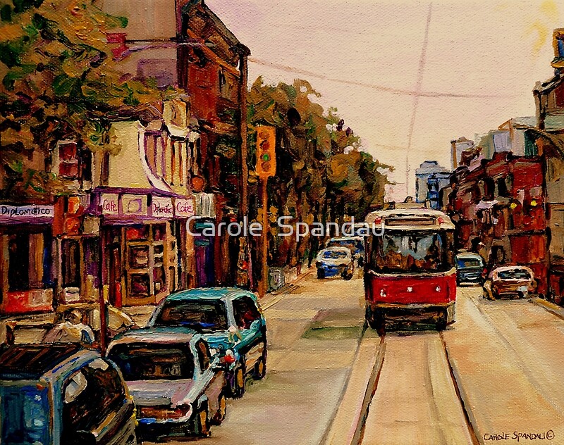 "PAINTINGS OF TORONTO TORONTO ART TORONTO CITY SCENE PAINTINGS TORONTO TRAMS AND RESTAURANT