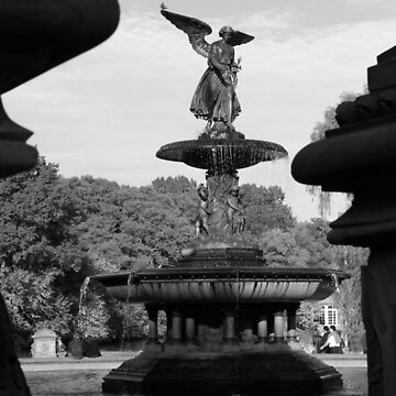 New York City Framed Art Black and White: The Bethesda Fountain in